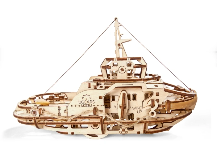 Ugears_Tugboat-boot, boat, marine, sea, meer, tugboat. sleepboot, ugears, ugear, ugears modellen, ugears mechanische modellen, cadeau-idee, hobby idee