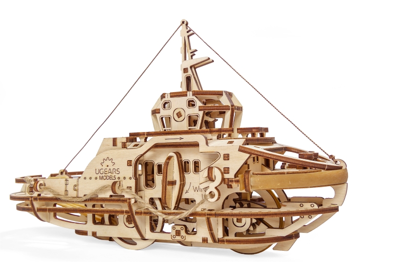 Ugears-Tugboat_boot, boat, marine, sea, meer, tugboat. sleepboot, ugears, ugear, ugears modellen, ugears mechanische modellen, cadeau-idee, hobby idee