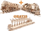 Ugears-Steam-Locomotive-with-Tender-model 460, ugears trein, ugears locomotief, 3d trein puzzel, houten trein model, houten trein puzzel
