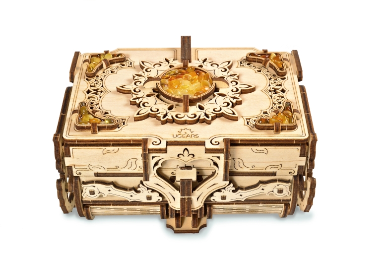 Amber-Box-model-Ugears-antique, kistje, amber, with amber, met amber, decoratie, antieke doos, ugears doos