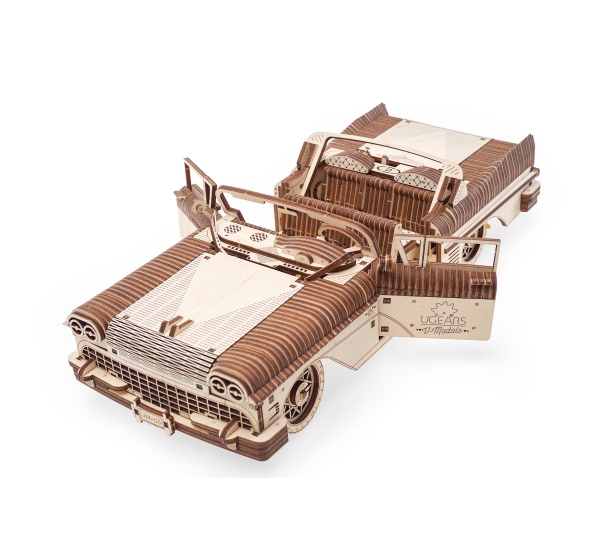 Ugears-Dream-Cabriolet-VM-05-mechanical-speelgoed, modelbouw, grappig, hout, gift, hobby, vrijtijd, kinderen, auto, motorvoertuig, car, mechanica, wijnoogst, vintage